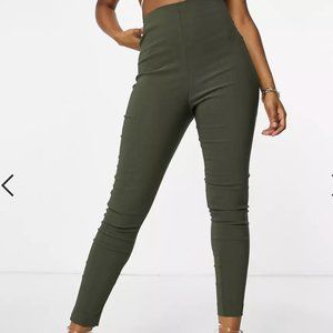 ASOS DESIGN high waist skinny fit pants in khaki